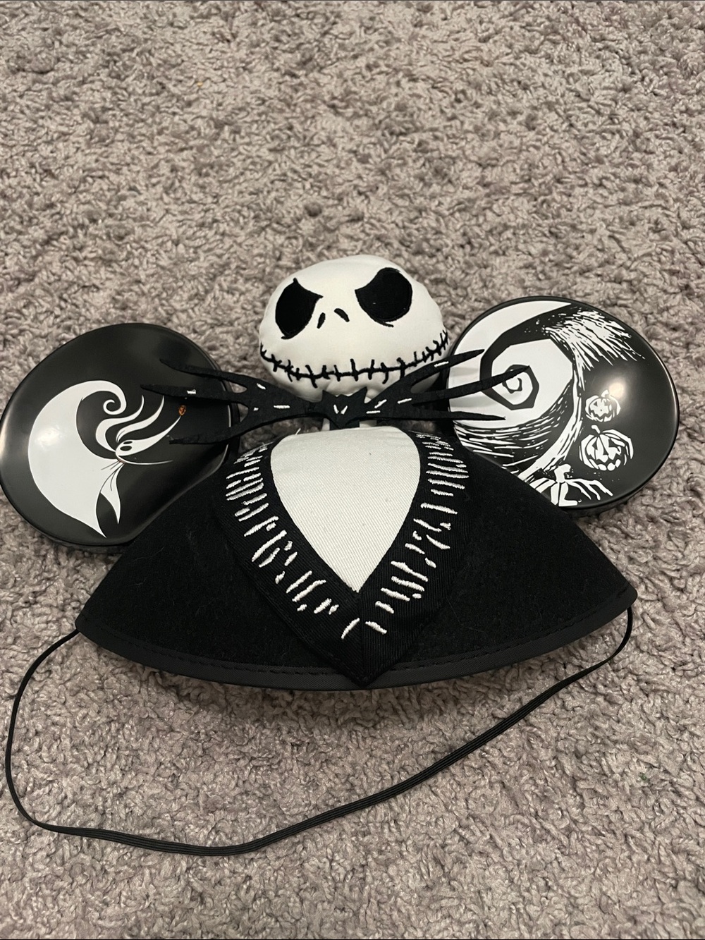 Jack Skellington Mickey Ear Hat- Black & White